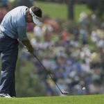 Lee Westwood of England hits on the 15th hole during the second round of the 2008 Masters golf tournament at the Augusta National Golf Club in Augusta, Ga., Friday.