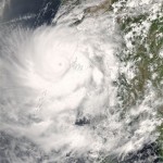 This image provided by NASA's MODIS instrument on board the Aqua satellite shows Cyclone Nargis in the Bay of Bengal Friday May 2, 2008. The image shows the storm traveling over Myanmar, with the storm's well-defined eye visible just off the western coast. When the storm made landfall at Cape Negrais, Nargis had sustained winds of up to 130 mph and gusts of 150-160 mph, making the storm a strong Category 3 or minimal Category 4. Damage and casualties from Myanmar have not yet been reported. (AP Photo/NASA)