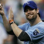 American Idol contestant David Cook prepares to throw out the first pitch during a baseball game between the Baltimore Orioles and the Kansas City Royals in Kansas City, Mo., Friday, May 9, 2008. (AP Photo/Orlin Wagner)
