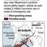 Map shows a possible tropical cyclone forming near Myanmar's delta region, with the path of Cyclone Nargis.