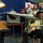  In this Sept. 17, 2003 file photo Rhythm and blues entertainer Bo Diddley records on a 125-year-old wax cylinder phonograph on Capitol Hill. In the background are, left to right, Rep. Joseph Crowley, D-N.Y., Rep. Mary Bono, D-Calif., John Conyers, D-Mich. Diddley died Monday June 2, 2008 of heart failure at his home in Archer, Fla., spokeswoman Susan Clary said. He was 79. (AP Photo/Dennis Cook, File)