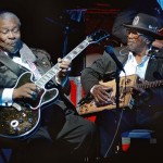  In a Thursday, June 20, 2002 file photo, blues legend B.B. King, left, performs with Bo Diddley at the second anniversary celebration of B.B. King's Blues Club and Grill in New York. A spokeswoman says Diddley died of heart failure Monday, June 2, in Florida. He was 79. (AP Photo/Richard Drew, File)