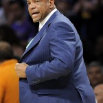 Boston Celtics head coach Doc Rivers reacts in the first half of Game 4 of the NBA basketball finals against the Los Angeles Lakers on Thursday.