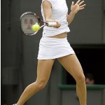 Ana Ivanovic of Serbia in action during her second round match against Nathalie Dechy of France at Wimbledon, Wednesday.