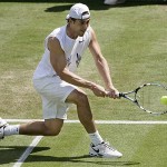 Bobby Reynolds of the US in action during his second round match against Canada's Frank Dancevic at Wimbledon, Wednesday.