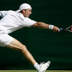 Germany's Rainer Schuettler in action during his fourth round match against Serbia's Janko Tipsarevic at Wimbledon, Monday.