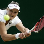 Russia's Nadia Petrova in action during her fourth round match against compatriot Alla Kudryavtseva at Wimbledon, Monday.