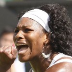 Serena Williams reacts on her way to defeating compatriot Bethanie Mattek in their Women's Singles, fourth round match at Wimbledon, Monday.