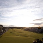 
              A view down the 18th fairway towards the end of delayed second round of the British Open Golf Championship at the Old Course, St. Andrews, Scotland, Saturday, July 18, 2015. (AP Photo/Alastair Grant)
            