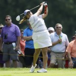 
              Lizette Salas drives on the fifth hole during the third round of the Meijer LPGA Classic golf tournament at Blythefield Country Club, Saturday, July 25, 2015, in Belmont, Mich. (AP Photo/Carlos Osorio)
            
