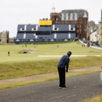 
              India's Anirban Lahiri plays from the path on the 17th hole at the Old Course, St Andrews, Scotland, Monday, July 13, 2015.  Lahiri played a practice round ahead of the 2015 Open Golf Championship that is due to take place at St. Andrews July16-19.  (AP Photo/Peter Morrison)
            
