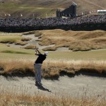 
              Jordan Spieth hits out of a bunker on the 18th hole during the second round of the U.S. Open golf tournament at Chambers Bay on Friday, June 19, 2015 in University Place, Wash. (AP Photo/Charlie Riedel)
            
