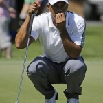 
              Tiger Woods looks at his shot on the sixth green during the first round of The Players Championship golf tournament Thursday, May 7, 2015, in Ponte Vedra Beach, Fla., Fla. (AP Photo/Chris O'Meara)
            