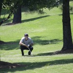 
              Greg Owen watches his shot after hitting from the trees along the sixth fairway during the first round of the St. Jude Classic golf tournament Thursday, June 11, 2015, in Memphis, Tenn. Owen parred the hole. (AP Photo/Mark Humphrey)
            
