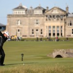 
              Scotland's Paul Lawrie drives from the 18th tee during the second round of the British Open Golf Championship at the Old Course, St. Andrews, Scotland, Saturday, July 18, 2015. (AP Photo/Peter Morrison)
            
