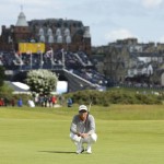 
              Australia’s Adam Scott lines up a putt on the 17th green during the second round of the British Open Golf Championship at the Old Course, St. Andrews, Scotland, Friday, July 17, 2015. (AP Photo/David J. Phillip)
            