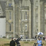 
              United States’ Jason Dufner plays a shot on the second hole during a practice round at the British Open Golf Championship at the Old Course, St. Andrews, Scotland, Wednesday, July 15, 2015. (AP Photo/David J. Phillip)
            