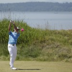 
              Bubba Watson watches his tee shot on the 11th hole during a practice round for the U.S. Open golf tournament at Chambers Bay on Tuesday, June 16, 2015 in University Place, Wash. (AP Photo/Charlie Riedel)
            