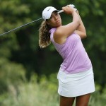 
              Cheyenne Woods tees off on the ninth hole during the first round of the Marathon Classic LPGA golf tournament at Highland Meadows Golf Club in Sylvania, Ohio, Thursday, July 16, 2015. (AP Photo/Rick Osentoski)
            