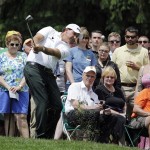
              Phil Mickelson hits to the sixth green during the first round of the Memorial golf tournament, Thursday, June 4, 2015, in Dublin, Ohio. (AP Photo/Darron Cummings)
            