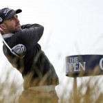 
              Australia’s Geoff Ogilvy plays from the sixth tee during the final round at the British Open Golf Championship at the Old Course, St. Andrews, Scotland, Monday, July 20, 2015. (AP Photo/Alastair Grant)
            