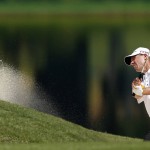
              Steven Alker, of New Zealand,  hits out of the bunker on the 17th hole during the first round of the Barbasol Championship golf tournament, Thursday, July 16, 2015, in Opelika, Ala. (AP Photo/Butch Dill)
            