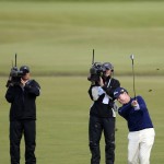 
              United States’ Tom Watson plays his second shot from the first fairway during a special Champion Golfers' challenge at the British Open Golf Championship at the Old Course, St. Andrews, Scotland, Wednesday, July 15, 2015. (AP Photo/Peter Morrison)
            