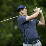 
              Jordan Spieth watches his tee shot on the sixth hole during the final round of the Colonial golf tournament, Sunday, May 24, 2015, in Fort Worth, Texas. (AP Photo/LM Otero)
            