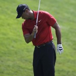
              Tiger Woods reacts after hitting to the 15th green during the final round of the Memorial golf tournament Sunday, June 7, 2015, in Dublin, Ohio. (AP Photo/Darron Cummings)
            