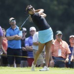 
              Alison Lee drives on the fifth hole during the third round of the Meijer LPGA Classic golf tournament at Blythefield Country Club, Saturday, July 25, 2015 in Belmont, Mich. (AP Photo/Carlos Osorio)
            