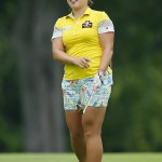 
              Ha Na Jang of South Korea reacts to her approach shot on the 18th hole during the second round of the Marathon Classic golf tournament at Highland Meadows Golf Club in Sylvania, Ohio, Friday, July 17, 2015. (AP Photo/Rick Osentoski)
            