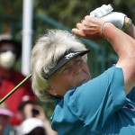 
              Laura Davies hits off the first tee during the final round of the U.S. Women's Open golf tournament at Lancaster Country Club, Sunday, July 12, 2015 in Lancaster, Pa. (AP Photo/Gene J. Puskar)
            