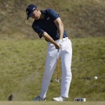 
              Jordan Spieth hits his tee shot on the fifth hole during the final round of the U.S. Open golf tournament at Chambers Bay on Sunday, June 21, 2015 in University Place, Wash. (AP Photo/Ted S. Warren)
            