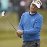 
              Denmark's Soren Kjeldsen reacts after a bogey on the 18th green during round three of the Irish Open Golf Championship at Royal County Down, Newcastle, Northern Ireland, Saturday, May 30, 2015.  (AP Photo/Peter Morrison)
            