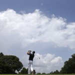
              Greg Owen, of England, tees off on the ninth hole during the third round of the St. Jude Classic golf tournament Saturday, June 13, 2015, in Memphis, Tenn. (AP Photo/Mark Humphrey)
            