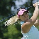 
              Anna Nordqvist of Sweden watches her opening drive during the second round of the NW Arkansas Championship LPGA golf tournament at Pinnacle Country Club in Rogers, Ark., Saturday, June 27, 2015. (AP Photo/Danny Johnston)
            