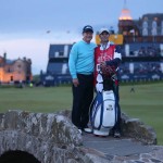 
              United States’ Tom Watson, left, and his caddie Michael Watson pose for photographers on the Swilcan Bridge during the second round of the British Open Golf Championship at the Old Course, St. Andrews, Scotland, Friday, July 17, 2015. (AP Photo/Peter Morrison)
            