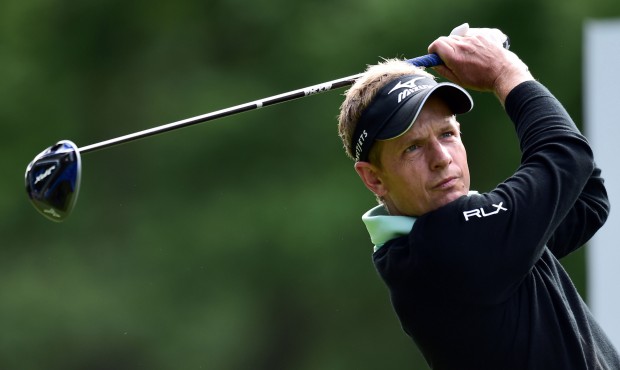 England’s Luke Donald plays a shot during day two of the BMW PGA Championship at the Wentwort...