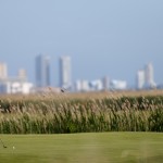 
              With the Atlantic City skyline as a back drop Gerina Piller putts on the second green during the second round of the ShopRite LPGA Classic golf tournament, Saturday, May 30, 2015, in Galloway Township, N.J. (AP Photo/Rich Schultz)
            