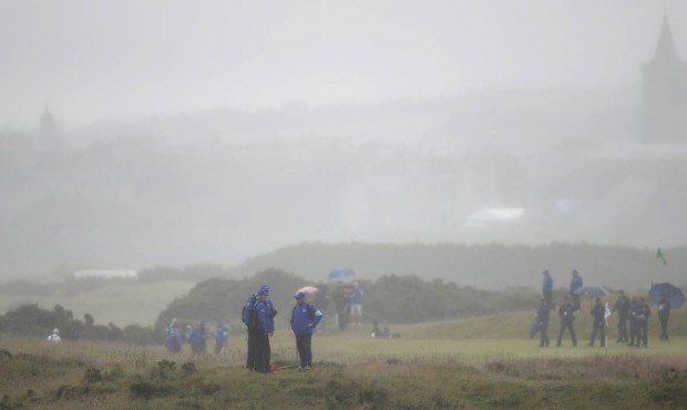 n Marshals stand in the rough on the sixth hole during a practice round at the British Open Golf Ch...