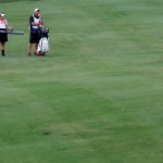 
              Minjee Lee, right, hits an approach shot on the eighth fairway during the final round of the LPGA Tour's Kingsmill Championship golf tournament on Sunday, May 17, 2015, in Williamsburg, Va. (AP Photo/Jason Hirschfeld)
            