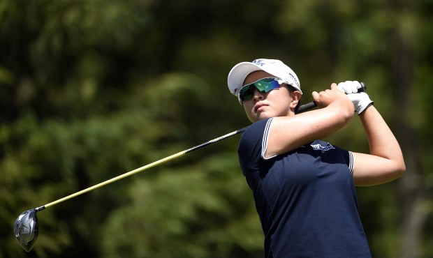 Sei Young Kim of South Korea tees off from the third hole during the third round of the KPMG Women&...