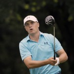 
              Jordan Spieth watches a tee shot on the 11th hole during the first round of the Colonial golf tournament, Thursday, May 21, 2015, in Fort Worth, Texas. (AP Photo/LM Otero)
            