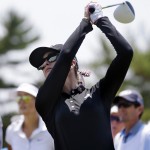 
              Paula Creamer hits her tee shot on the 10th hole of the first round of the ShopRite LPGA Classic golf tournament, Friday, May 29, 2015, in Galloway Township, N.J. (AP Photo/Mel Evans)
            