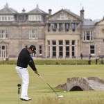 
              Ireland’s Padraig Harrington plays from the 18th tee during the third round of the British Open Golf Championship at the Old Course, St. Andrews, Scotland, Sunday, July 19, 2015. (AP Photo/Alastair Grant)
            