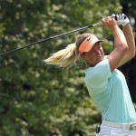 
              Suzann Pettersen, of Norway, tees off on the 13th hole during the second round of the KPMG Women's PGA golf championship at Westchester Country Club, Friday, June 12, 2015, in Harrison, N.Y. (AP Photo/Adam Hunger)
            
