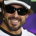 
              McLaren driver Fernando Alonso of Spain smiles during a press conference at the Barcelona Catalunya racetrack in Montmelo, just outside Barcelona, Spain, Thursday, May 7, 2015. The Formula One race will be held on Sunday. (AP Photo/Manu Fernandez)
            