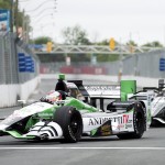
              Carlos Munoz, of Colombia, makes a corner during practice for the IndyCar auto race, Friday, June 12, 2015, in Toronto. (Nathan Denette/The Canadian Press via AP)
            