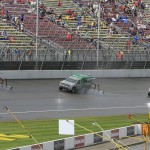 
              Air Titans dry the track during the NASCAR Sprint Cup series auto race at Michigan International Speedway, Sunday, June 14, 2015, in Brooklyn, Mich. (AP Photo/Carlos Osorio)
            