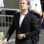
              Mercedes driver Nico Rosberg of Germany attends the funeral of French Formula One driver Jules Bianchi at the Sainte Reparate Cathedral in Nice, French Riviera, Tuesday, July 21, 2015. Bianchi, 25, died Friday from head injuries sustained in a crash at last year's Japanese Grand Prix. He had been in a coma since the Oct. 5 accident, in which he collided at high speed with a mobile crane which was being used to pick up another crashed car. (AP Photo/Lionel Cironneau)
            